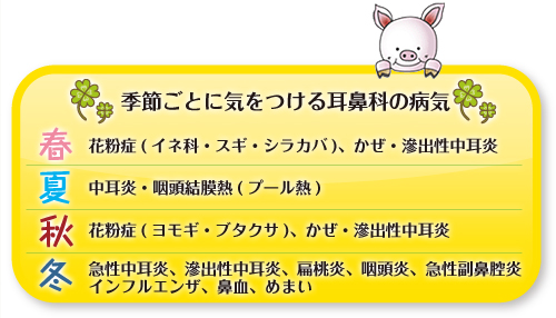 季節ごとに気をとける耳鼻科の病気"